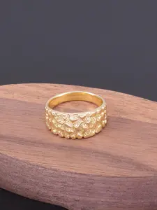 Texture Metal Design Ring, Fashion Jewelry for Party, Daily Clothing Decor, Trendy All-match & Exquisite Jewelry for Birthday Gift