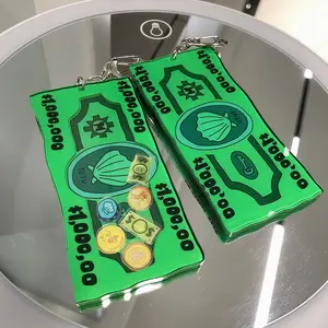 Under The Sea Currency Pendant Shaker Keychain Acrylic Moving Pendant with Gold Coin Deco Anime Convention Merch Personal Hobby