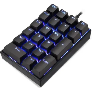 K23 Mechanical Numeric Keypad Red  Wired 21  Mini Numpad Portable Gaming Keypad Extended Layout for Cashier