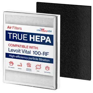 Vital 100-RF True HEPA Filter Set Compatible with LEVOIT Vital 100 Air Purifier Hepa + Activated Carbon Pre-Filter Replacement by LifeSupplyUSA