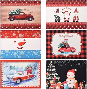 Christmas Placemats, 12x18 Inch Seasonal Winter Xmas Christmas Holiday Snowman Table Mats for Party Kitchen Dining Decor Different Christmas Styles (Set of 6)