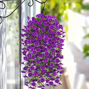 Artificial imitation flowers, purple artificial flowers, hanging decoration, UV resistant. Lifelike purple artificial flower vines suitable for outdoor and indoor decoration, weddings, proposals, gardens, porches, housewarming gifts.