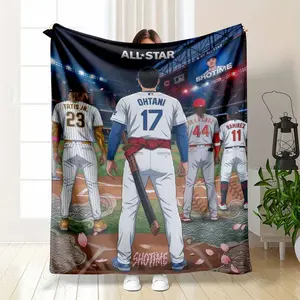 All Star Baseball Flannel Blanket Anime Style Printed Design Soft Warm Lightweight Throw Durable Plush Texture Perfect for Sofa Relaxation Bedroom Decoration Office Nap Sports Fan Gift Travel Comfort Use summerwins summerwins,summerwins