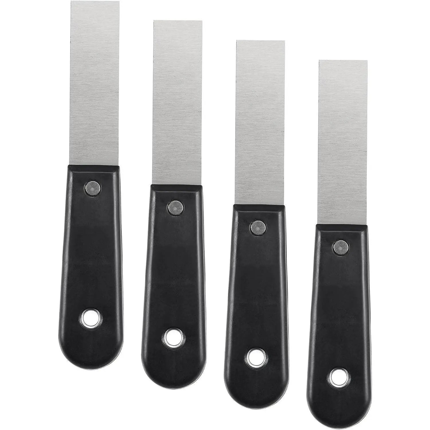 Putty Scraper 1" Spatula Drywall Repair Spreader Stainless Steel Blade Black Handle 4Pcs
