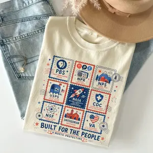 Comfort Colors Vintage Stamps Protect Democratic Institutions PBS NPR Liberal Fourth of July shirt, National Parks USPS Anti Fascism, Leftist Protest