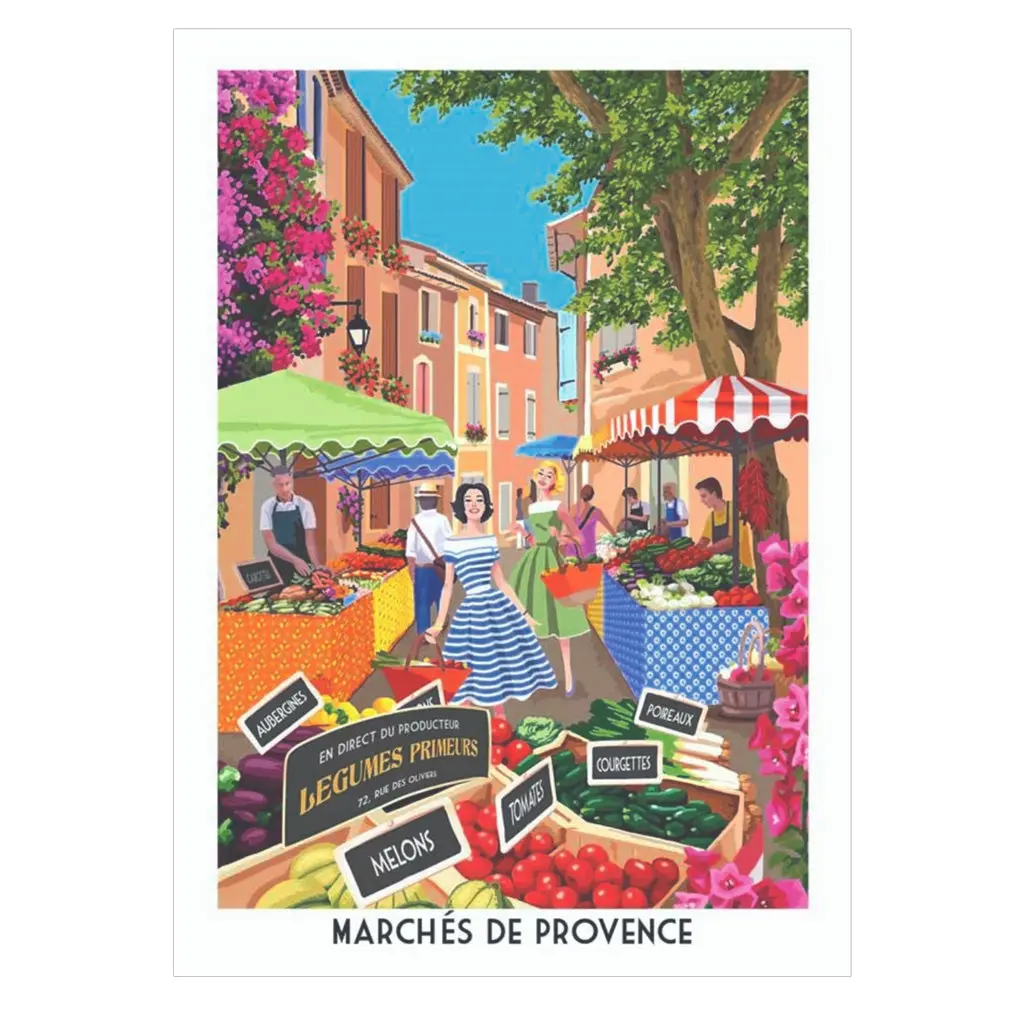 French kitchen towel - Printed cotton - Provence Market  | L'Ensoleillade