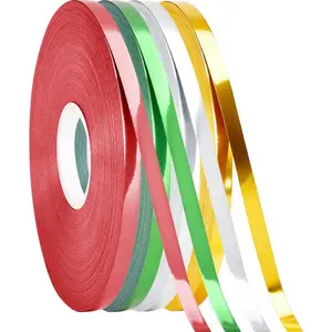 Balloon String Assortment, 4 Rolls Curling Ribbon Colorful Christmas Wrap Ribbon for Gift Wrapping Craft Party Decoration 03 Gold,Silver,Red,Green 3/16 Inch