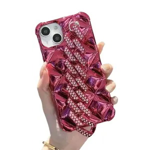 Xiaoxiangfeng Luxury Diamond Bracelet Case for iPhone 16 15 Pro Max Apple 13 11 12 14 Plus Shockproof Anti-fall Protective Cover