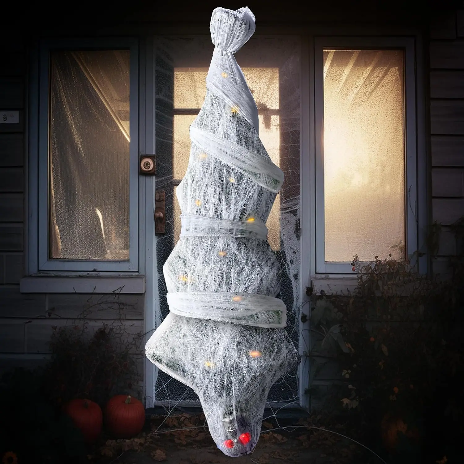 JOYIN 72" Lightweight Plastic Spooky Halloween Hanging Cocoon Corpse - Animated, Lighted Dead Body Prop for Haunted House, Indoor & Outdoor Decor