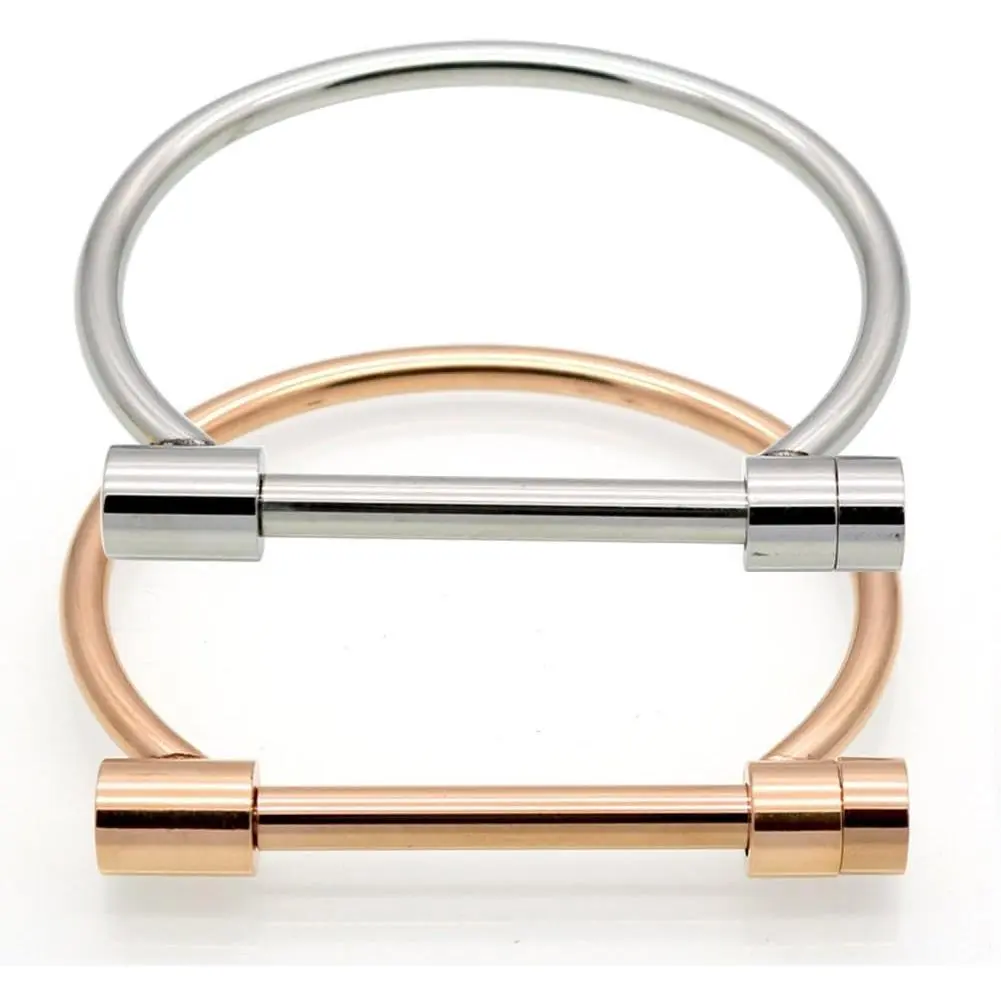 2 count Screw Bracelet Stainless Steel Bar Cuff Bangle Set