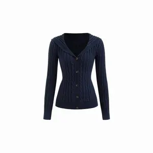 Cider Cable Knit Hooded Long Sleeve Cardigan