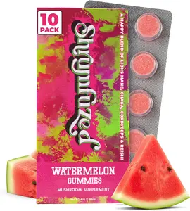 NEW !!! Shrumfuzed Mushroom Gummies | Nootropic Mushroom Supplement with Lion's Mane, Reishi, Cordyceps & Chaga | 10 Count, Watermelon