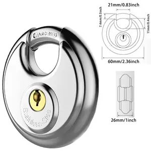 Weather Resistant Padlocks, 60mm Laminated Steel, Chrome Plated, Stainless Steel, 2-Inch Shackle, Vinyl Wrapped, Hardened Steel for Extra Security