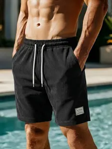 Men’s 3-Pack Corduroy Casual Shorts with Drawstring and Side Slit Pockets — Breathable, Sporty, Stylish, Versatile, Trendy, Designed for Outdoor Wear