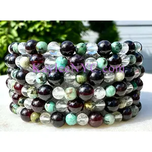 6 PCs Natural Crystal Capricorn Zodiac Stretch Bracelet 7.5”