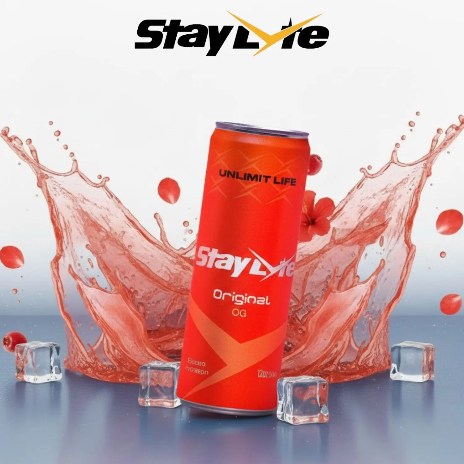 StayLyte Hibiscus Rush Sparkling Electrolyte Drink Hydration & Recovery, Vegan, Non-GMO, 425mg Electrolytes, 50mg Natural Caffeine | Sugar-Free, Zero Calories, Immunity Boost, Clean Energy, Vitamin C, Antioxidant-Rich, Keto-Friendly, On-the-Go – 12oz Can