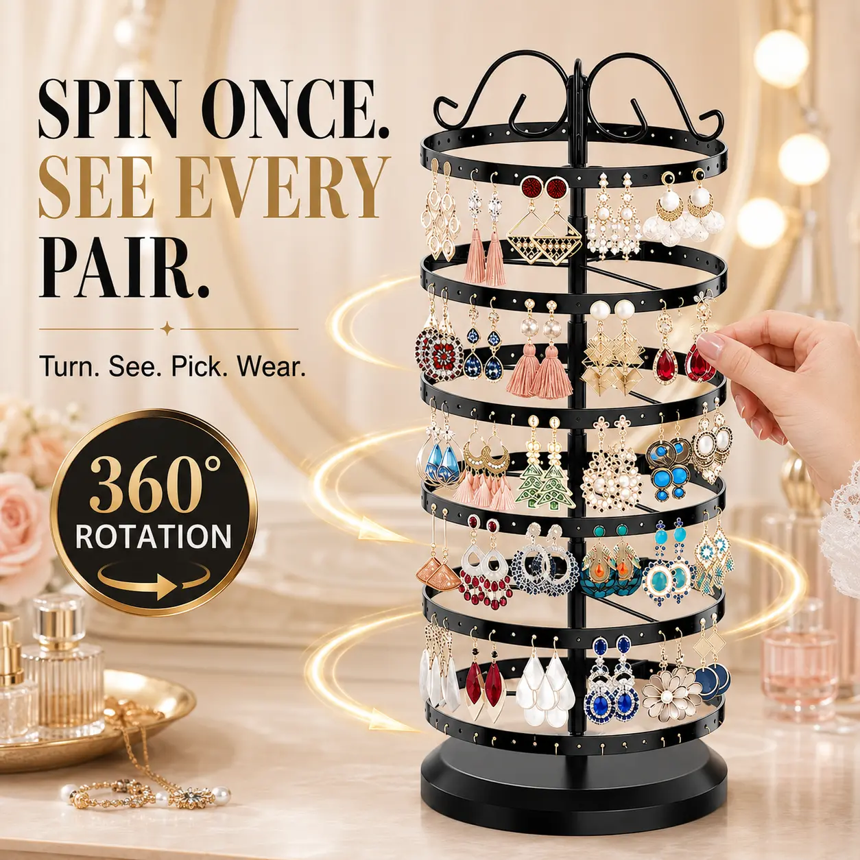 Gemharbor 6-Tier Rotating Earring Organizer Jewelry Display Stand Gemharbor 6-Tier Rotating Earring Organizer Jewelry Display Stand