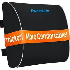 Lumbar Support Pillow for Office Chair, Car Seats and Home Desks, Ergonomic Back Support with Double Adjustable Straps, Machine Washable Cover, Black