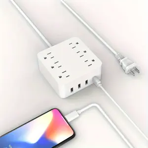 Standard Multi-Functional Socket, 6 Ac 4 USB Block Plug, More Practical for Bedroom Living Room Kitchen, Essential Home Electrical Outlet, Power Socket Expander