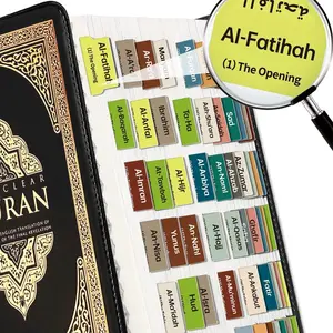 114 Surah Labels & Catalog Tags for Easy Quran Navigation, Large Print English & Arabic Book Names, Islamic Prayer Companion with Blank Tabs, Book Reading Stickers, Book Mark