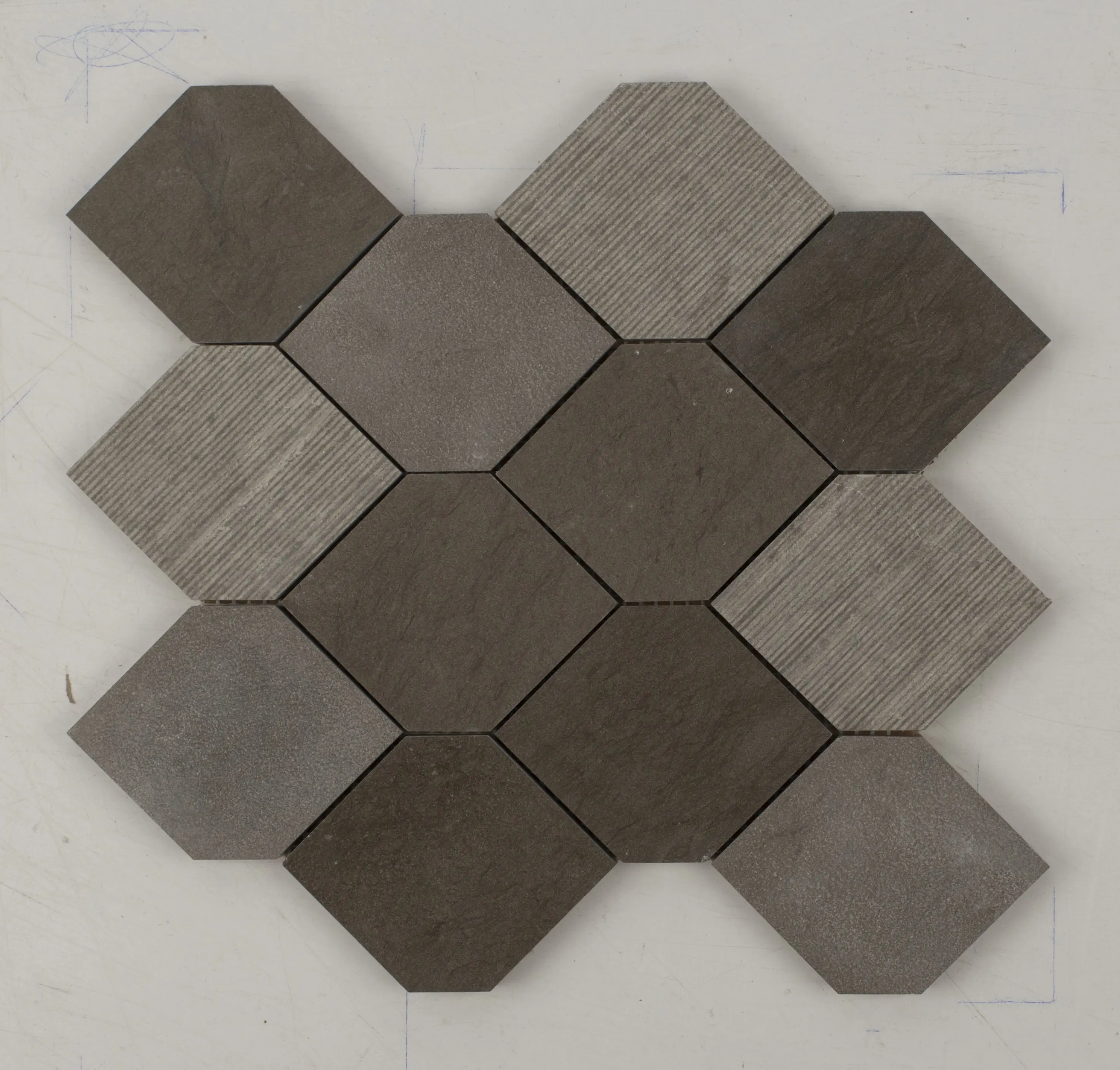Foussana Grey Stretch Hexagon Limestone Mosaic Tile