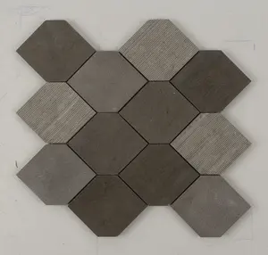 Foussana Grey Stretch Hexagon Limestone Mosaic Tile
