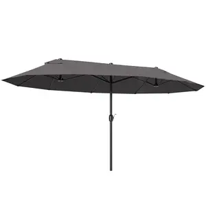 Outsunny Extra Large 15 ft Patio Umbrella, Double-Sided Wide Outdoor Umbrella with Crank Handle and Air Vents for Backyard, Deck, Pool, Market