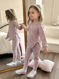 2Pcs Toddler Girl Colorful Tie Dye Outfit Set Soft Textured Knit Pullover Hoodie & Pants Casual Sportswear Kids Daily Loungewear Fall Winter Warm Clothes Baby Girl Fashion Tracksuit Must Have