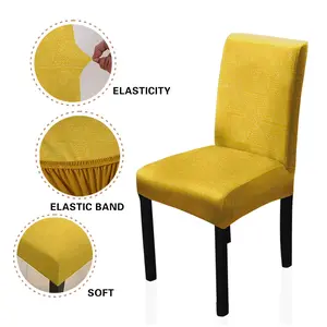 4/6PCS, Dining chair protective cover, yellow  with white dot pattern arrangement, elastic polyester fiber chair cover, easy to disassemble, reusable, suitable for home, kitchen, restaurant, hotel chair decoration, Dining chair slipcover