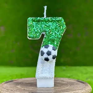 1pc Choose from 10 Specifications for 1 Handmade Green Grass Football Cake Candle Featuring a Black And White Soccer Design - Perfect for Sports-Themed Birthdays, Graduations, Anniversaries