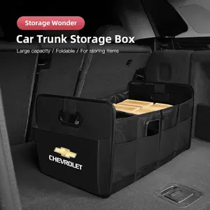 Foldable Car Trunk Leather Storage Box Waterproof Portable Auto Large-Capacity Organizer Bag Tool Accessories For Chevrolet Corvette Montana TrailBlazer Silverado Traverse Camaro Suburban Equinox Bolt Cruze Malibu Colorado Trax SS Spark Captiva Onix Spin