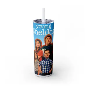 Skinny Tumbler, sheldoncooperedit, big bang theory fan gift, 20oz tumbler with straw, young sheldon cup, TV show memorabilia, Bazinga travel Bottle Drinkware Lid Stainless Steel Stylish Water Bottles Plastic