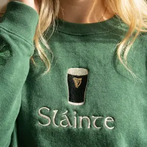 Embroidered Sláinte Guinness Sweatshirt, Irish Beer St. Patrick's Day Sweatshirt