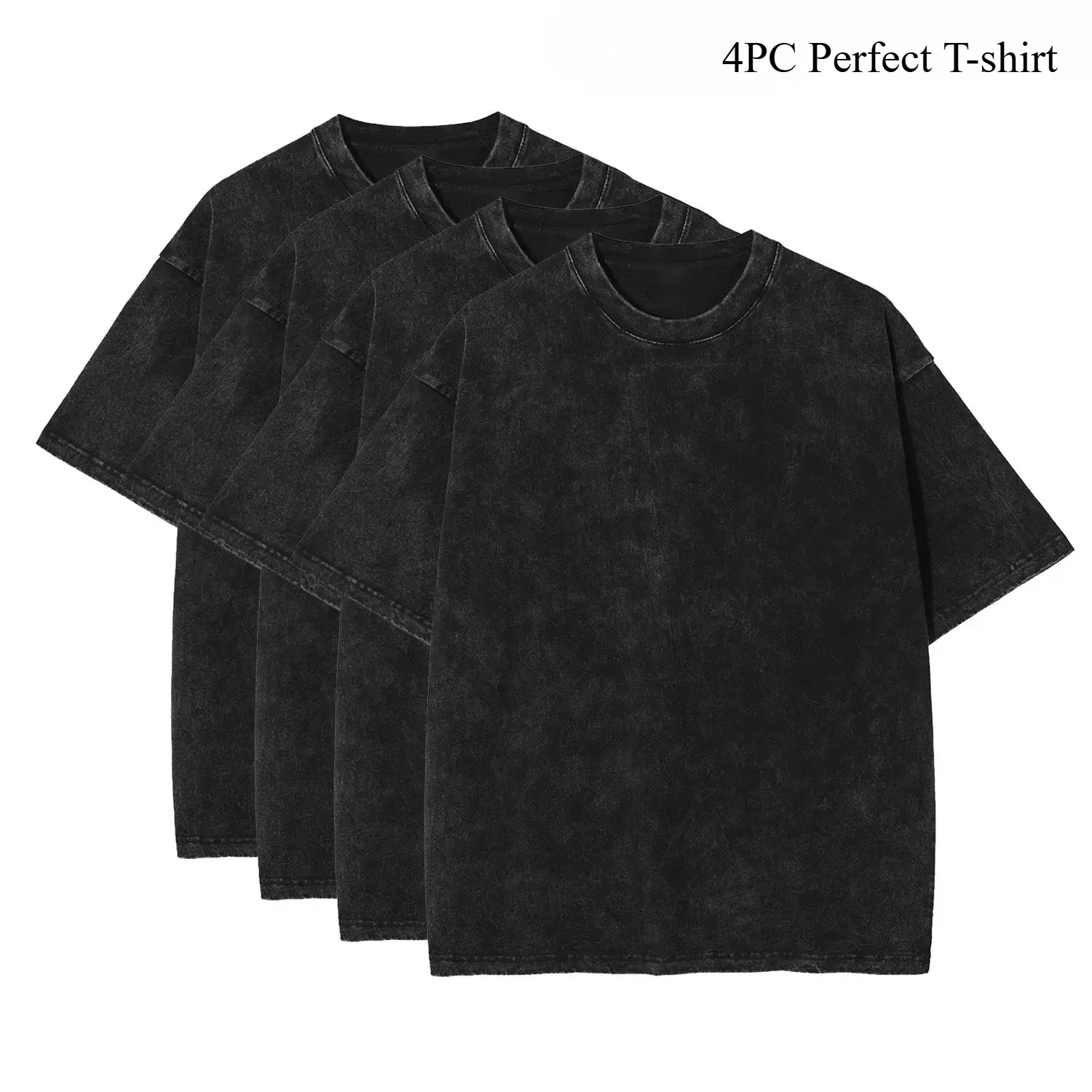 4-Pack Unisex T-Shirts, Classic Thick Cotton Short Sleeve Tops, Soft Plain Round Neck Basic Tees for Casual Wear, Shortsleeve, Fabric, Tshirt, Short Sleeves, Loose Fit, Breathable Fabric, Solid Colors