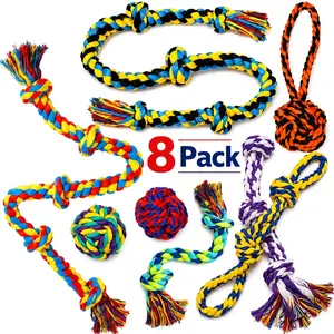 4/8/12 Pack Tough Indestructible Dog Toys for Large Breed, Durable Puppy Chew Toys for Teething, Heavy Duty Cotton Rope