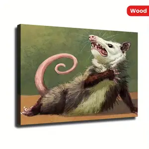 1pc Wooden Framed Opossum Art Print, Christmas Possum Poster, Versatile Room Decor for Living Room, Bedroom, Bathroom, Kitchen - Ideal Gift for Classroom Decoration