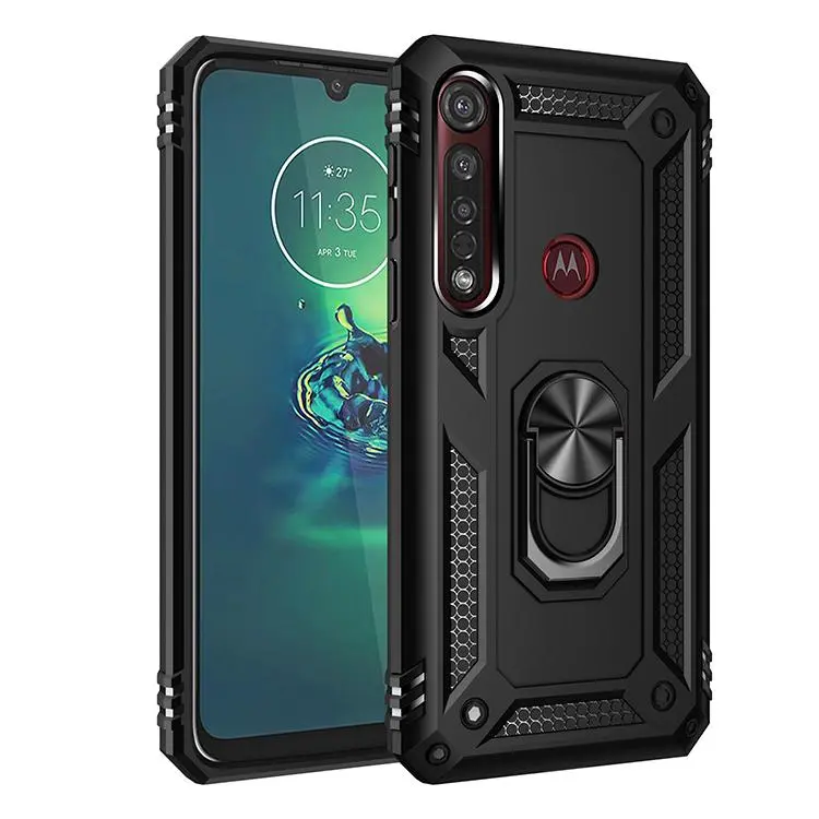 Cover Moto One Macro Armor Rugged Military Shockproof Car Holder Magnetic Case for Motorola One Macro