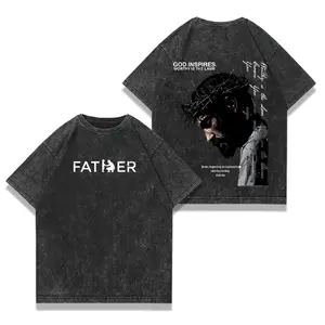 Christian Graphic Tee Vintage Wash Oversized T-Shirt Men Women Jesus Crown of Thorns Streetwear Faith Based Apparel God Inspires Bible Verse Retro Heavyweight Cotton Y2K Casual Top Church Outfit Gym Pump Cover Fathers Day Gift TikTok Fashion Tops