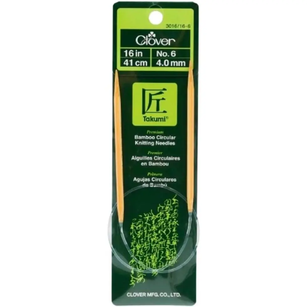 Clover Takumi Bamboo Circular 16-Inch Knitting Needles, Size 6 (3016/16-06) Gift