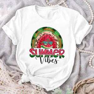 Summer Vibes Shirt Hello Summer Beach Shirt Summer's Coming Gift For Teacher Students Watermelon Shirt