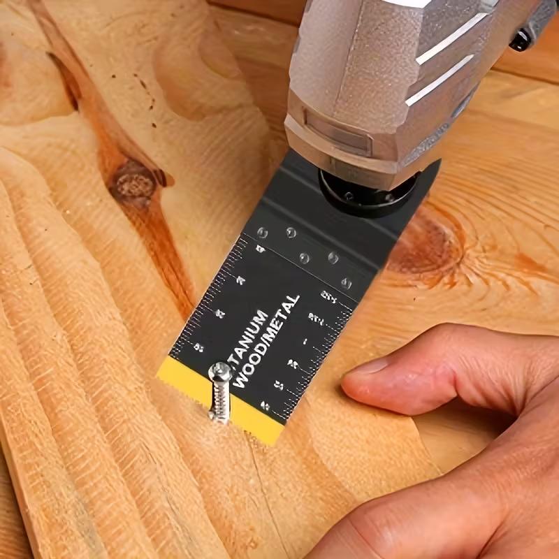 20PCS Oscillating Tool Blades, Titanium & HCS Oscillating Saw Blades for Metal/Wood/Plastic Cutting, Curved Edge Multi Tool Blades Compatible with Dewalt Bosch Milwaukee Ryobi