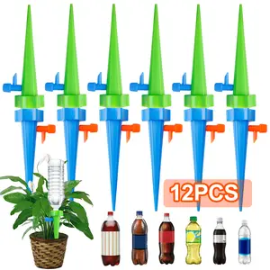 12 Pack Self Watering Spikes for Indoor/Outdoor Plants, Self Watering Planter Insert with Adjustable Drip Valve,Auto Vacation Plant Watering Devices,Plants Water System,Self-Watering Stakes
