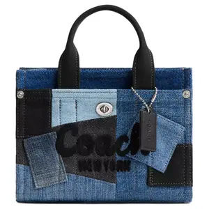 Coach Cargo 20 Logo-Embroidered Denim Patchwork Tote Bag for Women