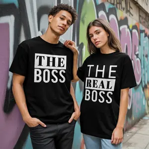 The Boss The Real Boss T Shirt Set | Couple matching T-shirt set The Real Boss Shirt Tees | Boss Couple T Shirt, Couple gift, Valentine's Day T-shirt