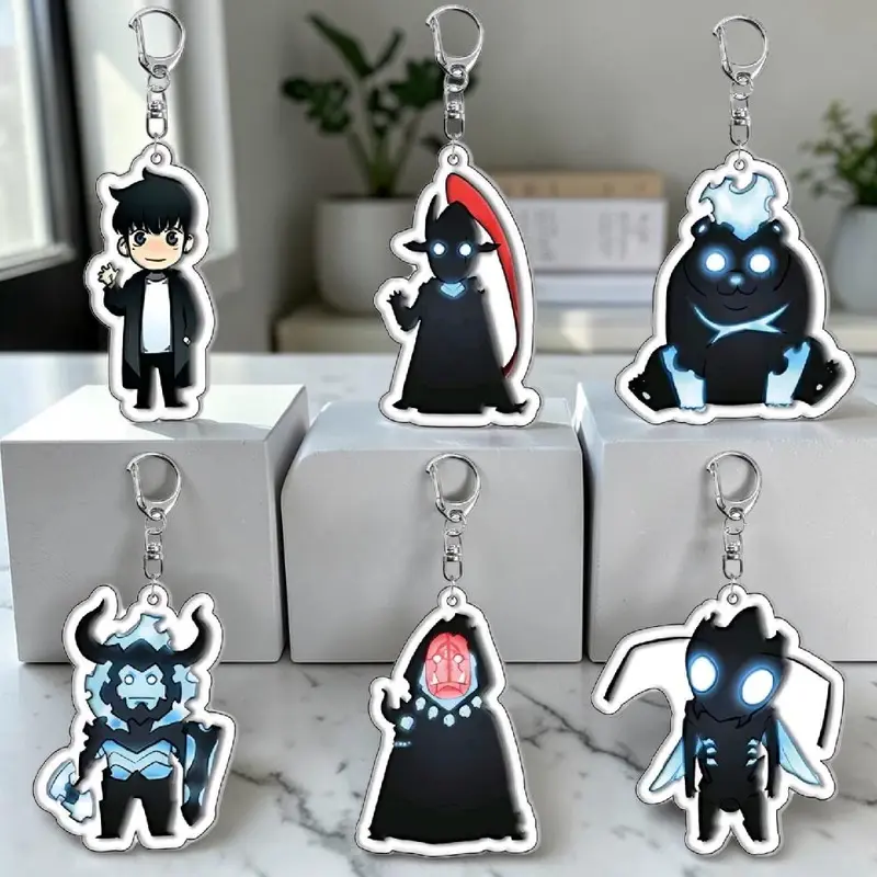 Anime Solo Leveling keychains charms Sung Jinwoo and Shadows