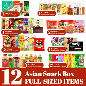 Folded chips birthday gift Asian Snack Box - 12 Full-Sized Japanese & Chinese Snacks & Drinks – Great for Parties, Snack Boxes & Daily Treats