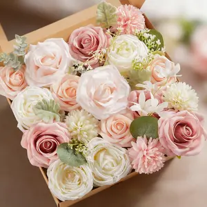 AUSOGO 30pcs/Set Artificial Rose Flower Bouquet Kit For Wedding Centerpieces, Bride Bouquets, Table & Chair Decorations, Cake & Home Decoration Diy, Valentine Day, Gift Gifts Birthday Graduation fake flowers for outdoor