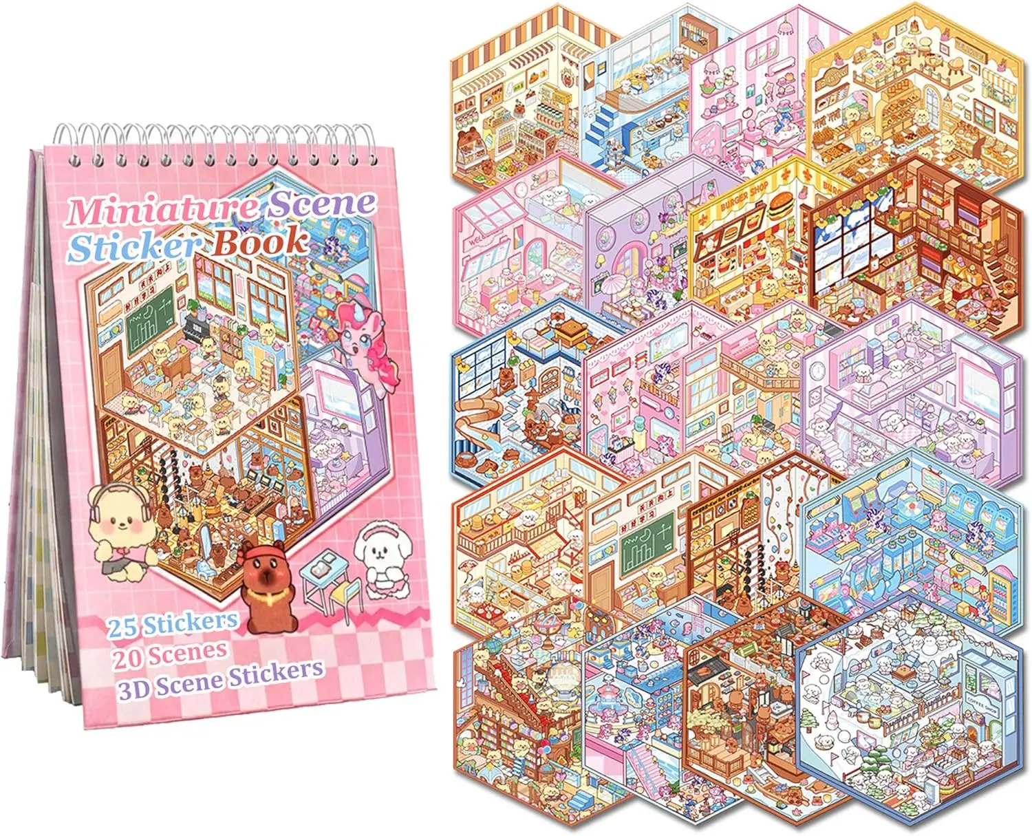 [US SELLER] DIY 3D Scene Art Sticker Girls' Kits (4 Sets), Home Decor Creative Play Kids' Supplies, Cute Kawaii Stress Relief Therapy Stickers, Holiday Stocking Stuffers, Art Stickers