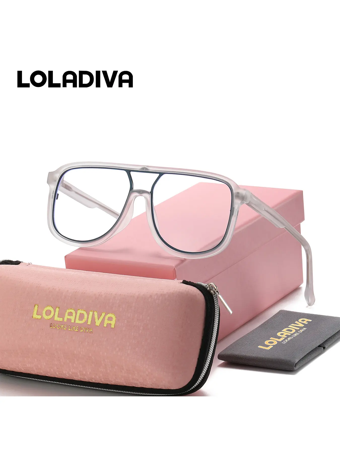 LOLADIVA Unisex Comfortable Lightweight Full Frame Plano Glasses Timeless Design Geometric Frame Plano Glasses