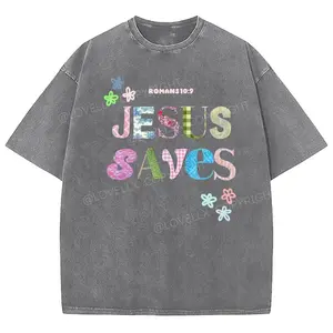 Jesus Saves Unixes Washed T-Shirt, Christian Jesus  t shirts, Vintage 90s Graphic Tee Gift Cotton Top Womenswear Bottom